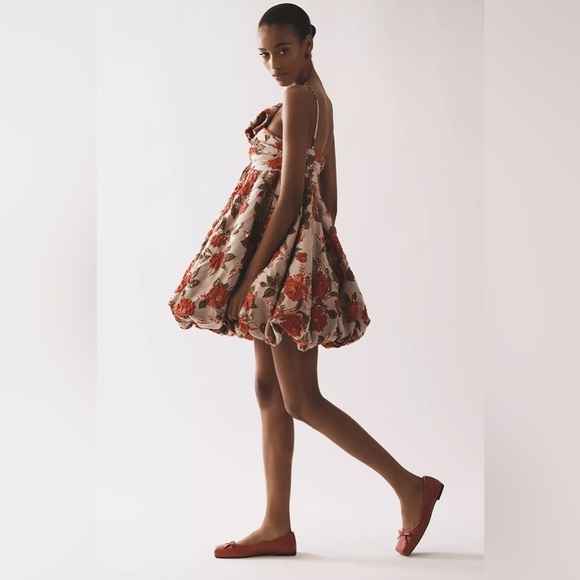 MAC DUGGAL NWT Sleeveless Bow Brocade Bubble Mini Dress in White 8 - Picture 4 of 11